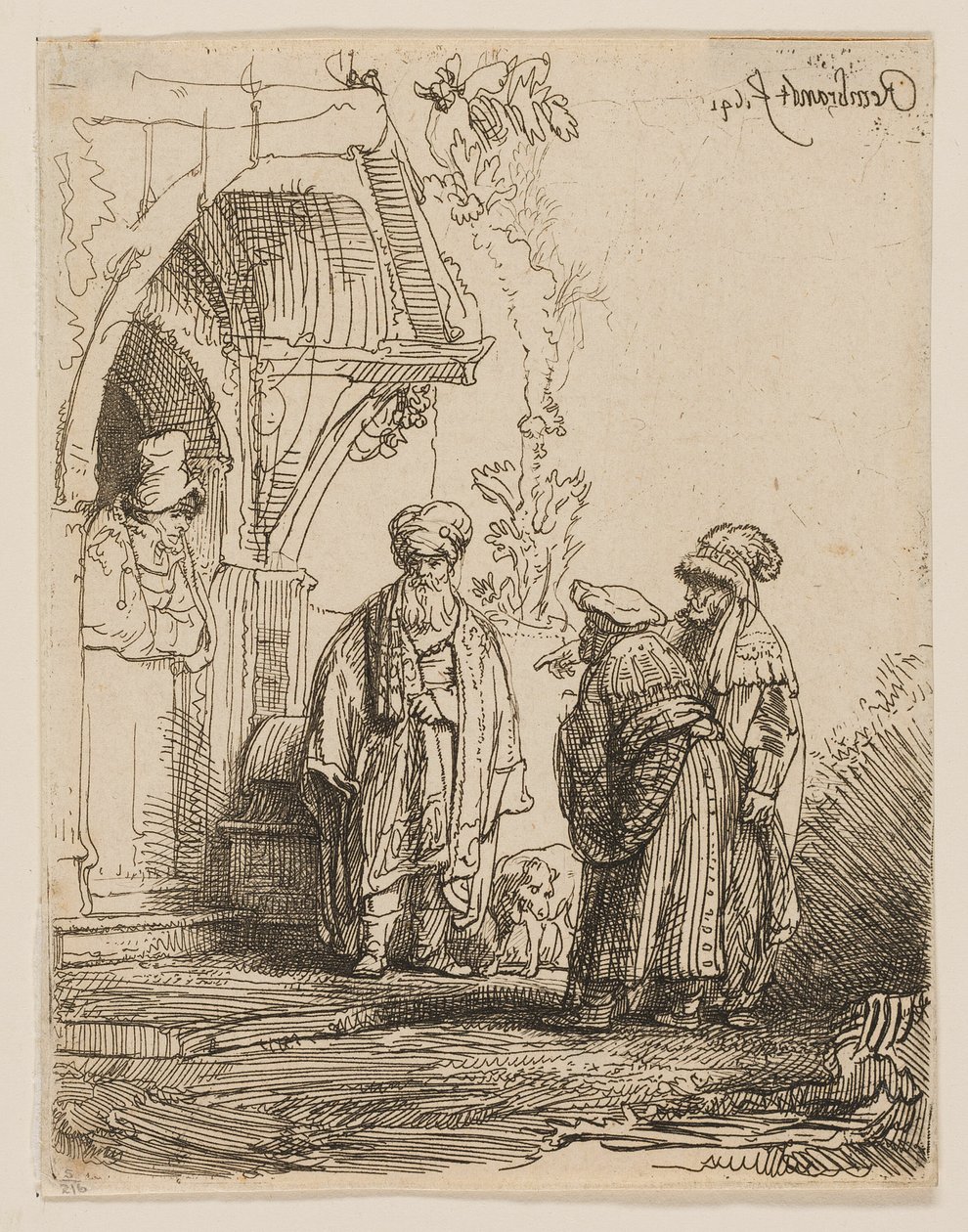 Tři orientální postavy (Jakob a Laban?) od Rembrandt van Rijn
