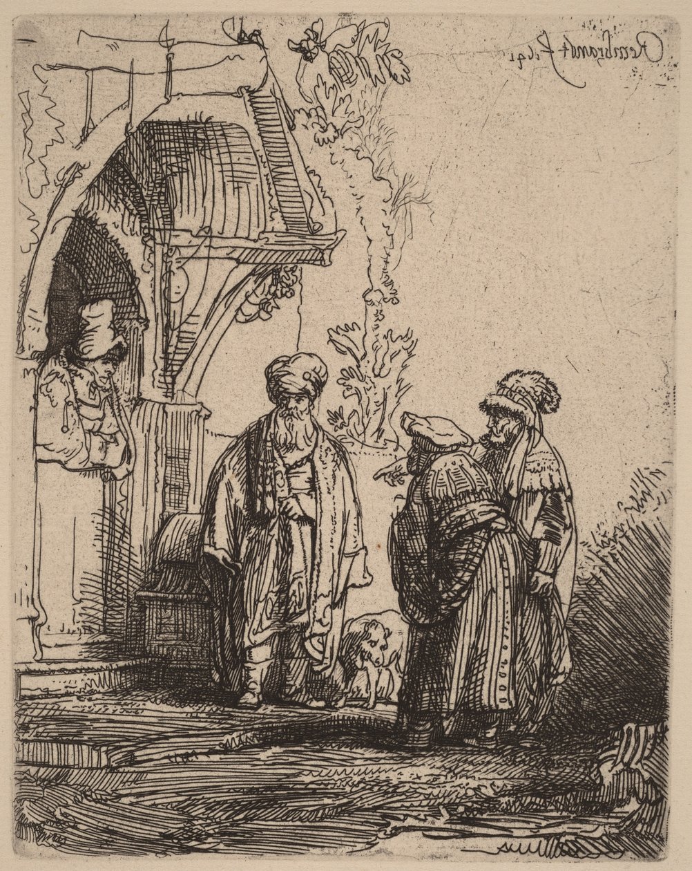 Tři orientální postavy (Jákob a Lában) od Rembrandt van Rijn