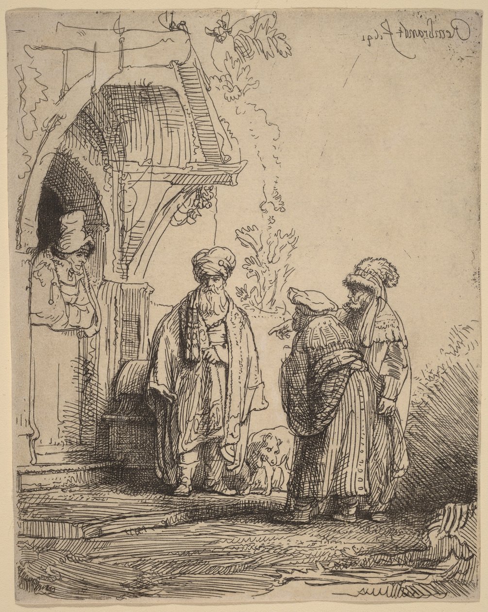 Tři orientální postavy (Jakub a Lában) od Rembrandt van Rijn