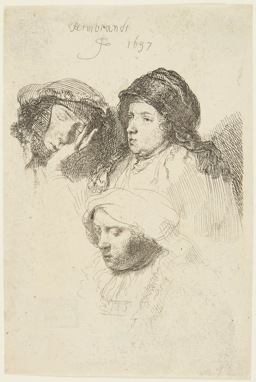 Tři ženské hlavy od Rembrandt van Rijn