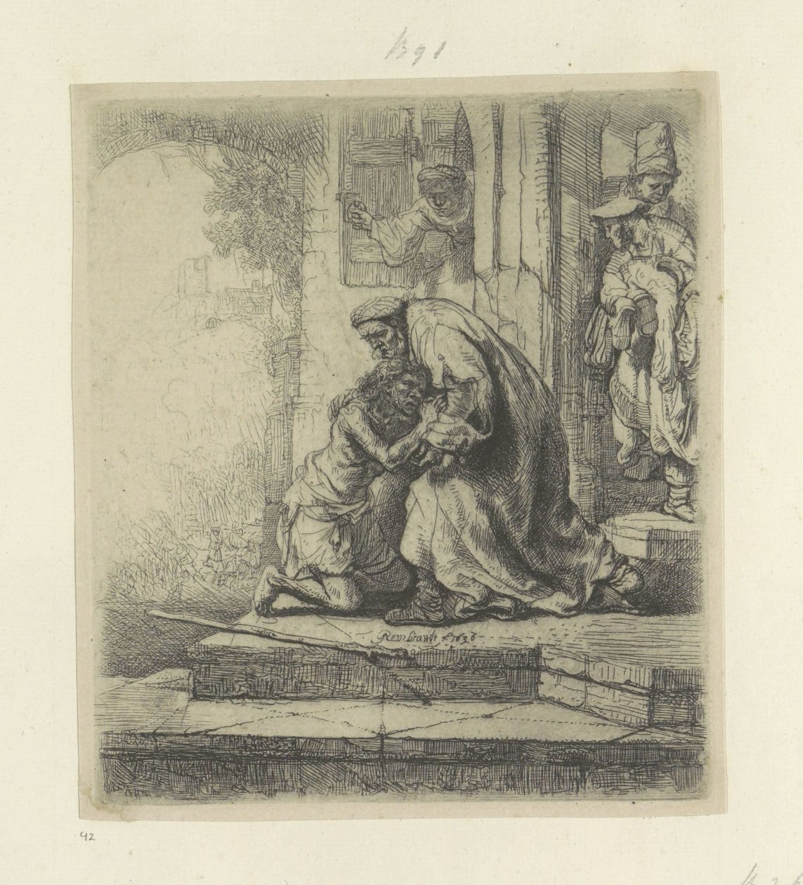 Návrat marnotratného syna Recueil de quatre-vingt-cinq estampes originales (název série) od Rembrandt van Rijn