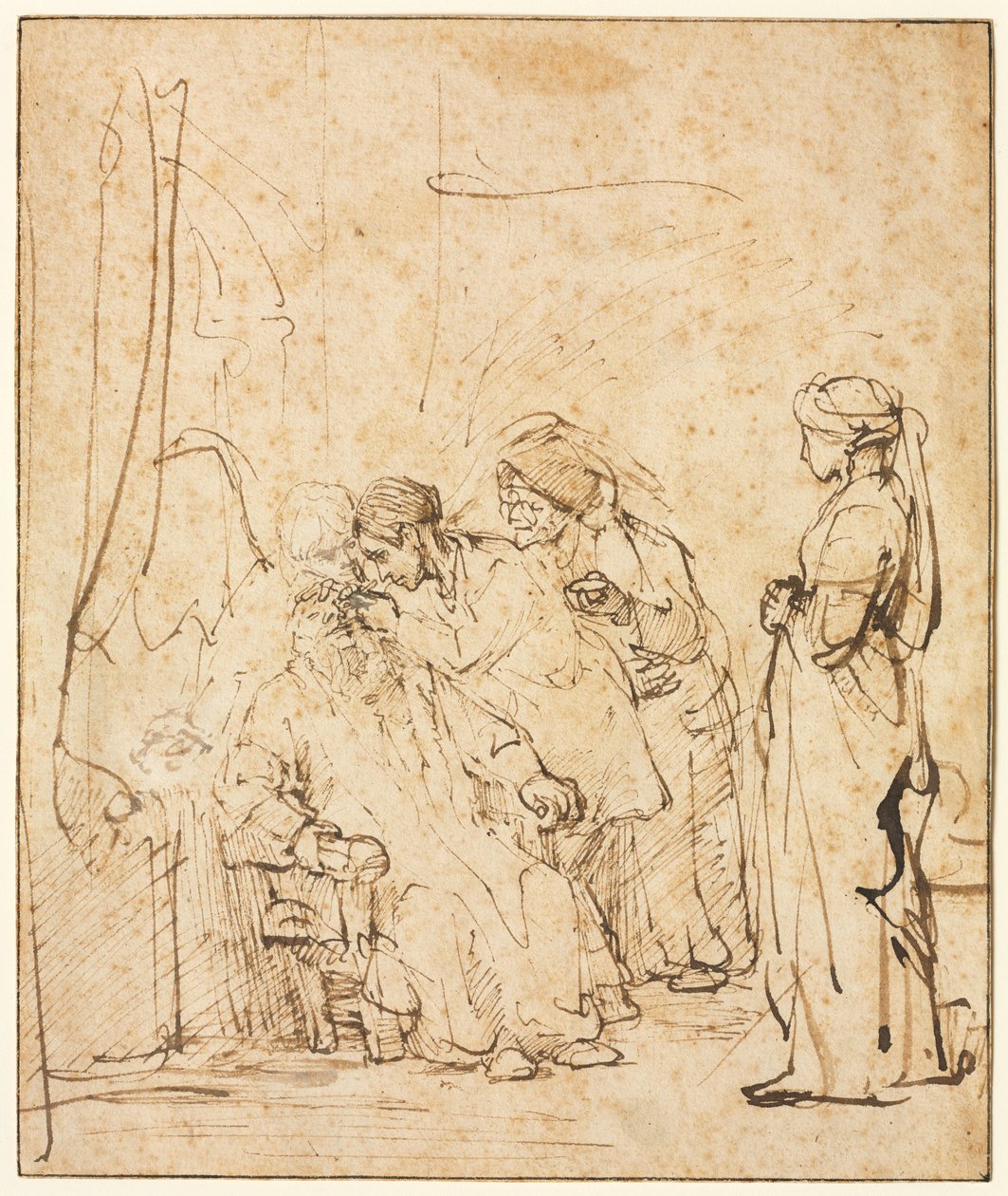 Tobiáš uzdravuje slepotu svých otců, c. 1640-45. od Rembrandt van Rijn