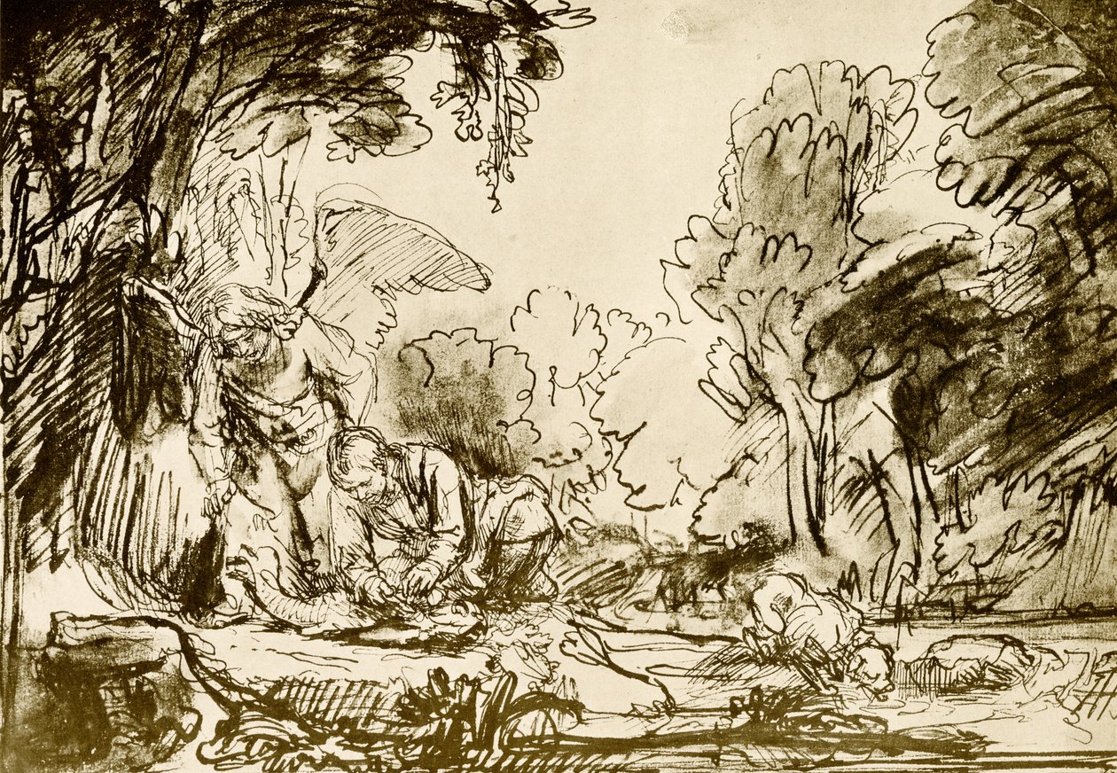 Tobias vykuchal rybu od Rembrandt van Rijn