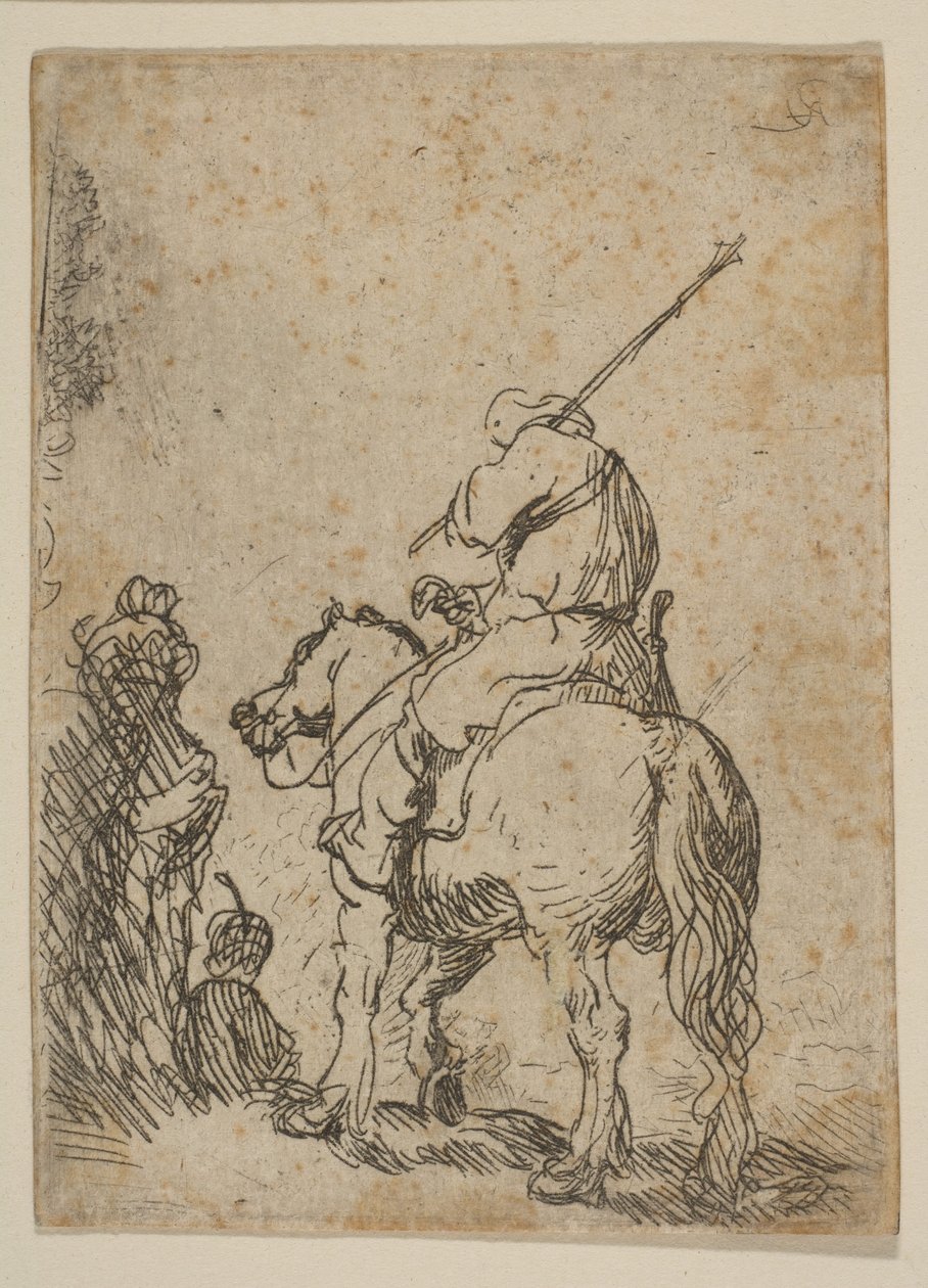 Voják s turbanem na koni, ca. 1629. od Rembrandt van Rijn