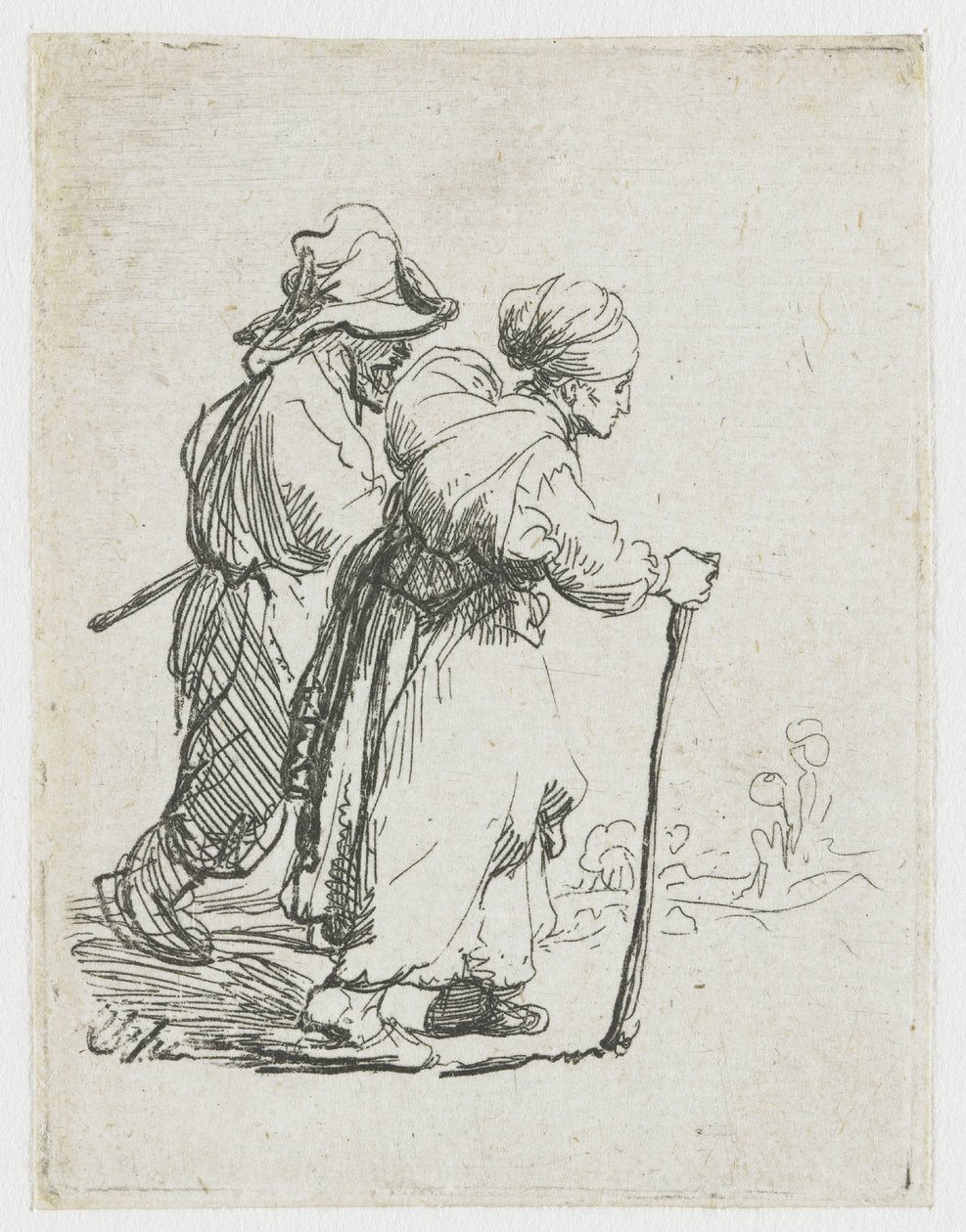 Dva tuláci, muž a žena od Rembrandt van Rijn