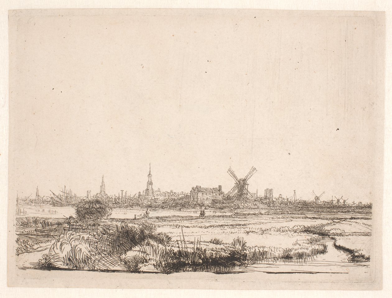 Pohled směrem na Amsterdam od Rembrandt van Rijn
