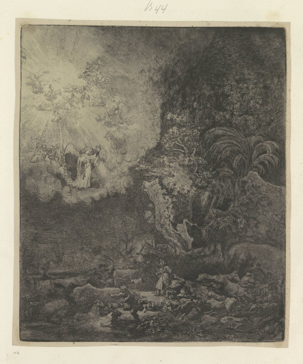 Správa pastevců Kolekce osmdesáti pěti původních tisků (název série) od Rembrandt van Rijn
