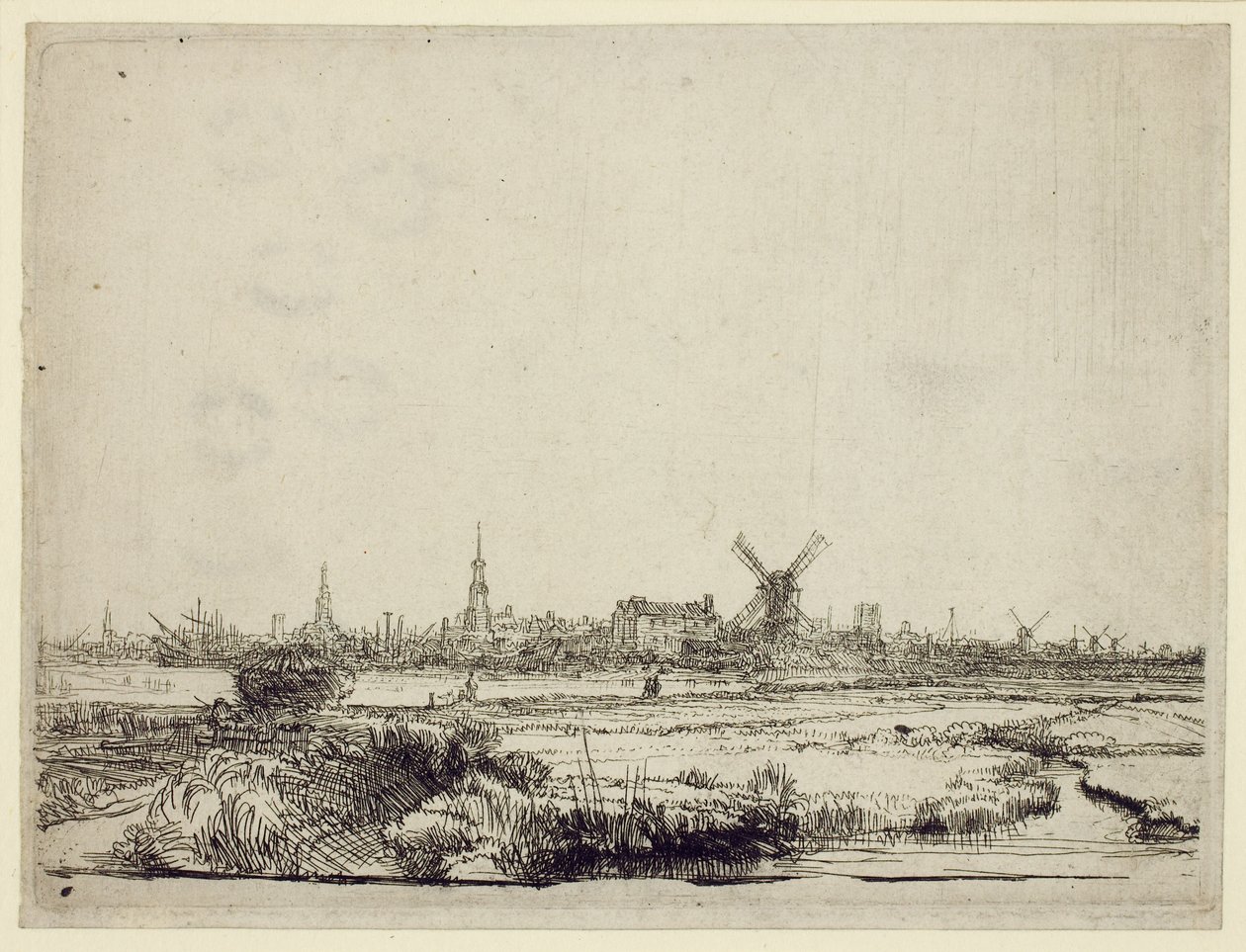 Pohled na Amsterdam, kolem roku 1640 od Rembrandt van Rijn
