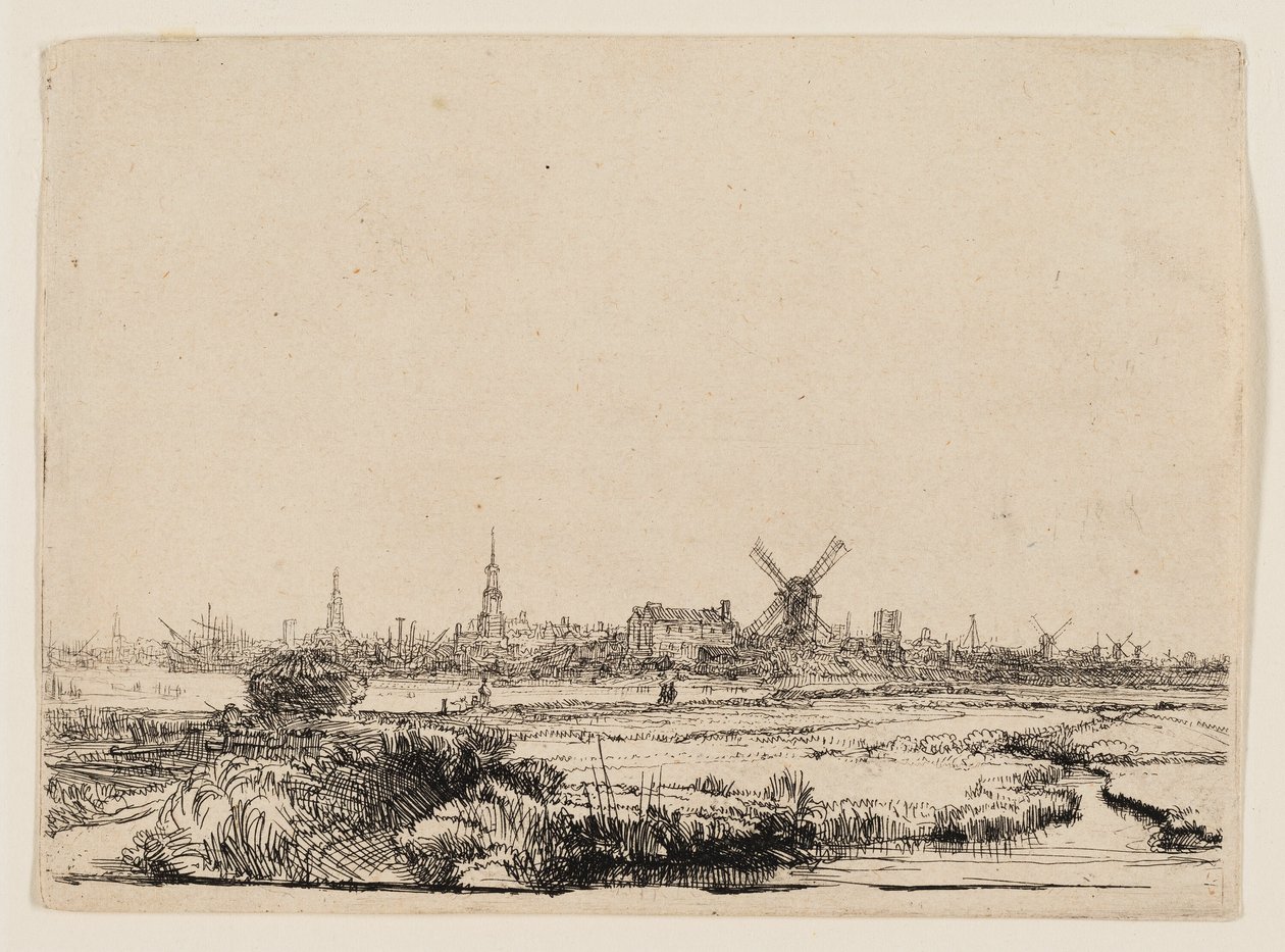 Pohled na Amsterdam z Kadijku od Rembrandt van Rijn