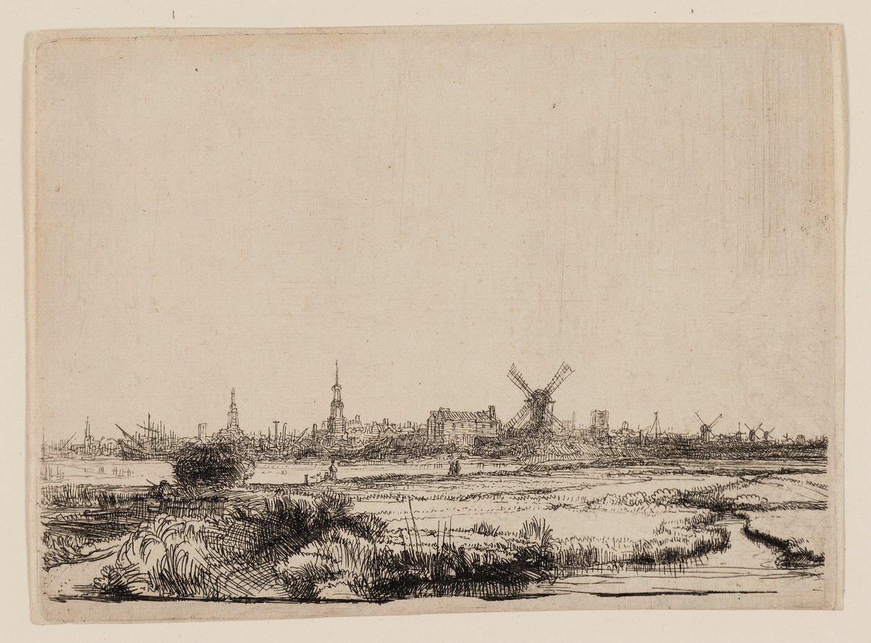 Pohled na Amsterdam z Kadijku od Rembrandt van Rijn