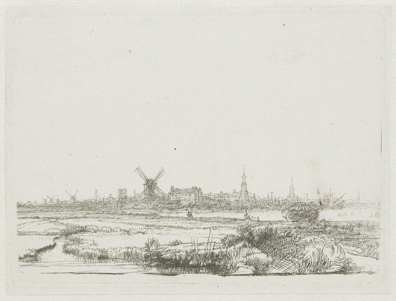 Pohled na Amsterdam z Kadijku od Rembrandt van Rijn