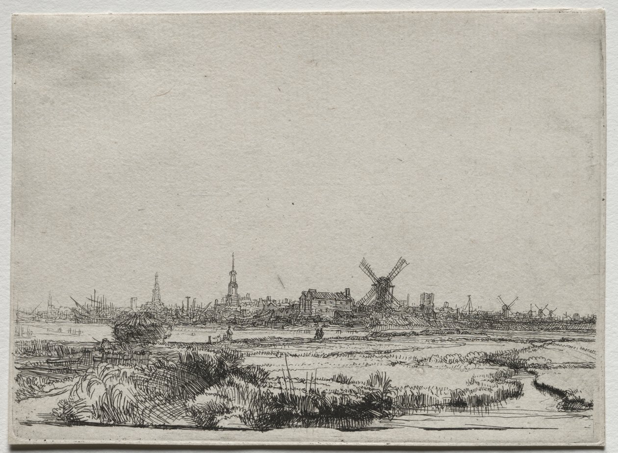 Pohled na Amsterdam ze severozápadu od Rembrandt van Rijn