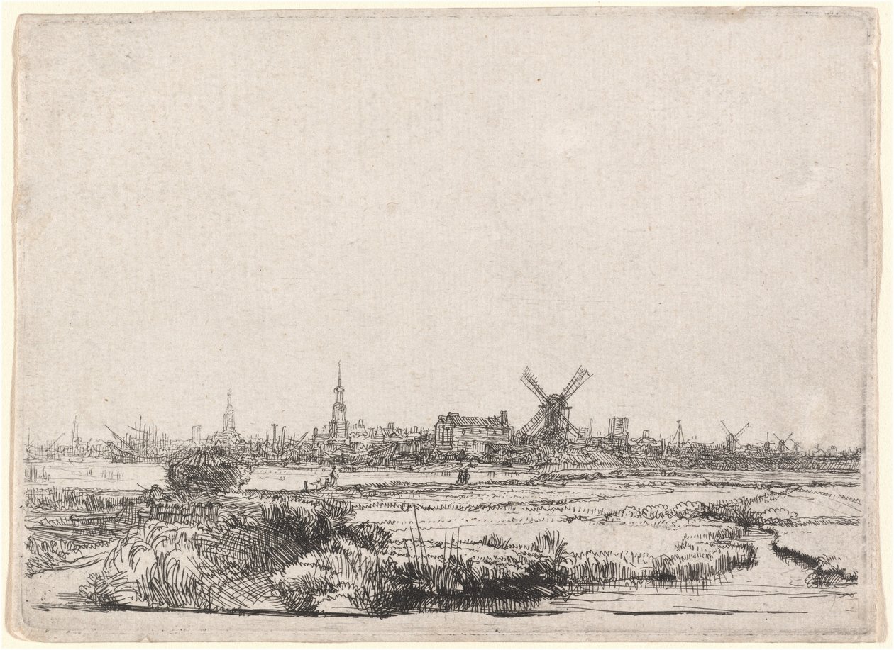 Pohled na Amsterdam od severozápadu od Rembrandt van Rijn