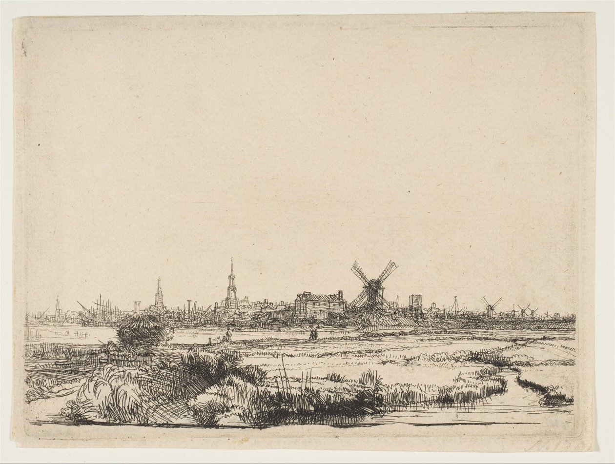 Pohled na Amsterdam od severozápadu, ca. 1640. od Rembrandt van Rijn
