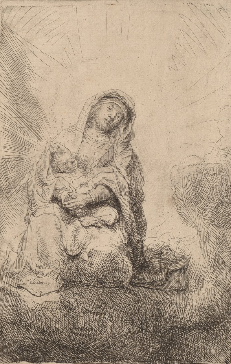 Panna a dítě v oblacích, 1641. od Rembrandt van Rijn