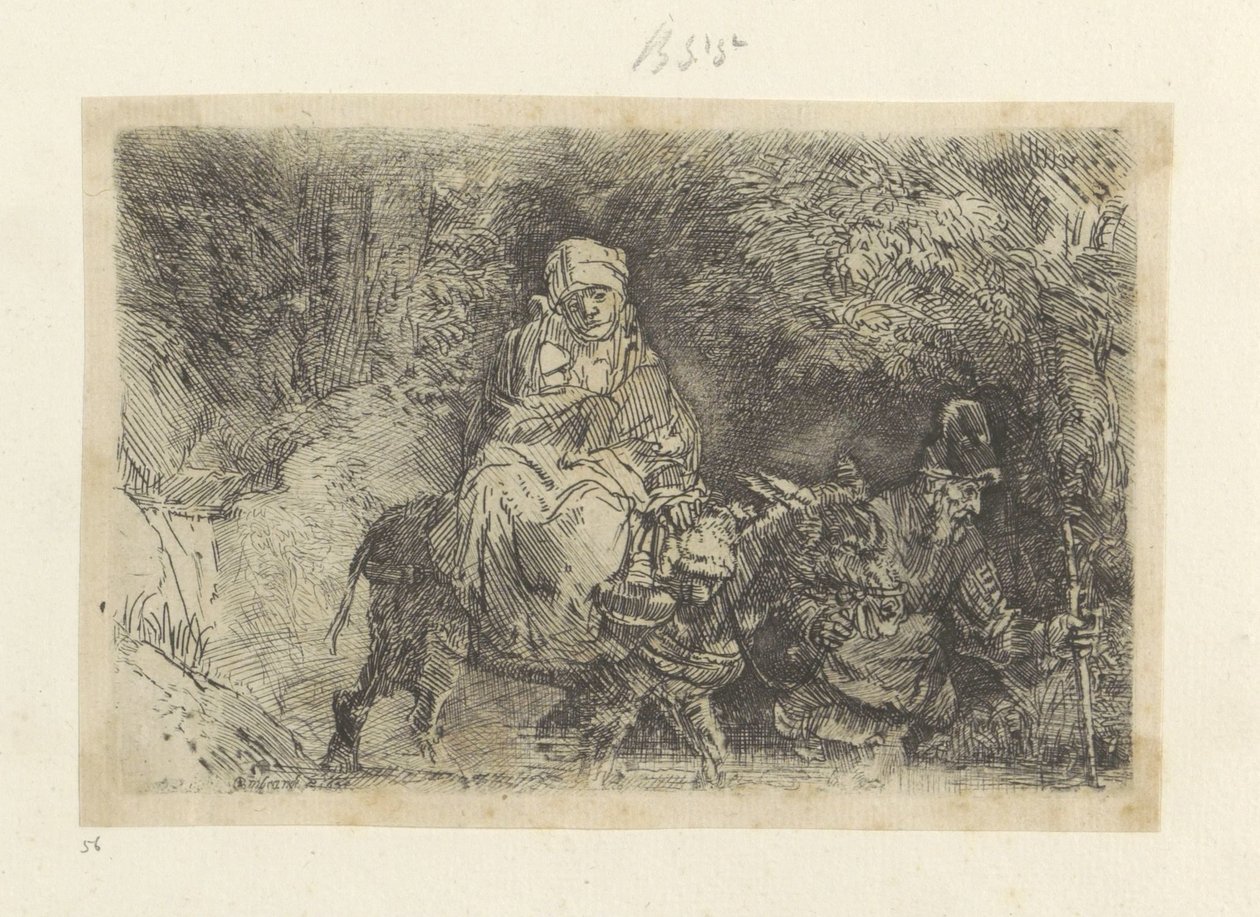 Let do Egypta: Překročení proudu Recueil de quatre-vingt-cinq estampes originales (název série) od Rembrandt van Rijn