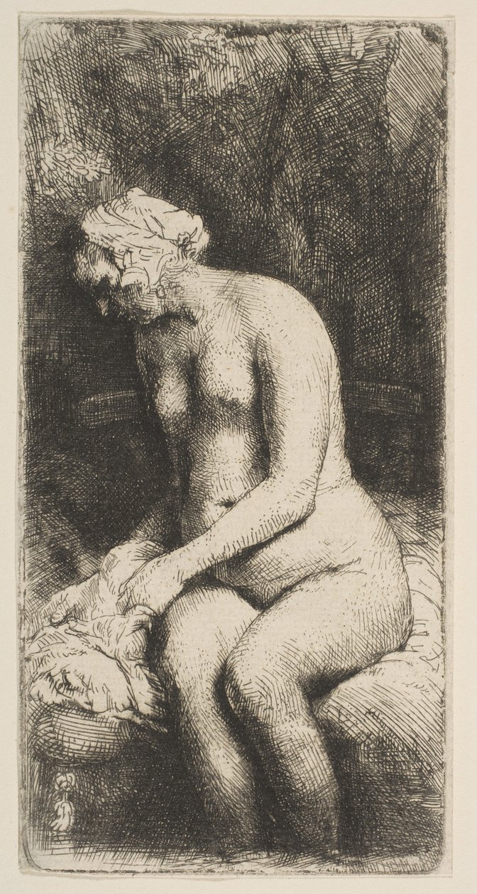 Žena koupající si nohy u potoka, 1658. od Rembrandt van Rijn