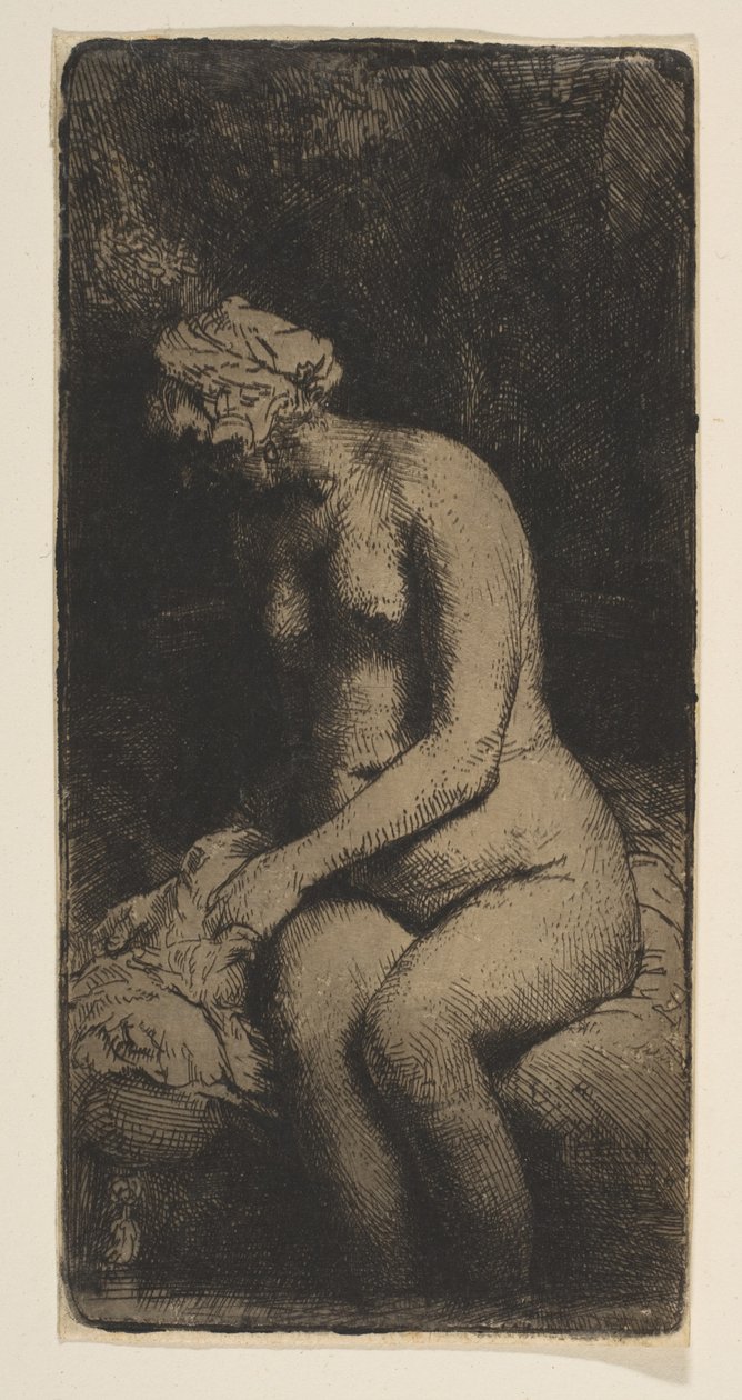 Žena koupající si nohy u potoka, 1658. od Rembrandt van Rijn
