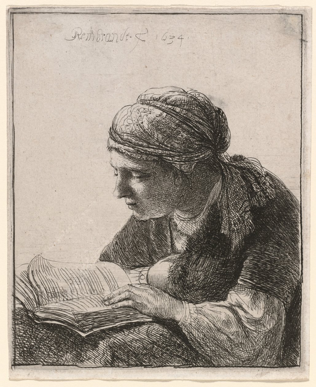 Žena čtení od Rembrandt van Rijn
