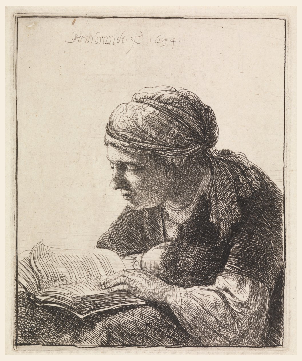 Žena čtení od Rembrandt van Rijn