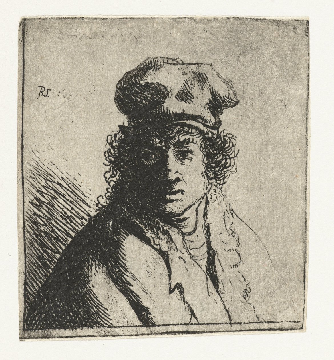 Mladý muž v čepici: poprsí od Rembrandt van Rijn