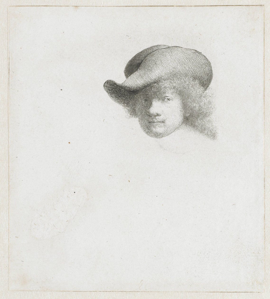 Autoportrét s měkkým kloboukem a zdobeným pláštěm od Rembrandt van Rijn
