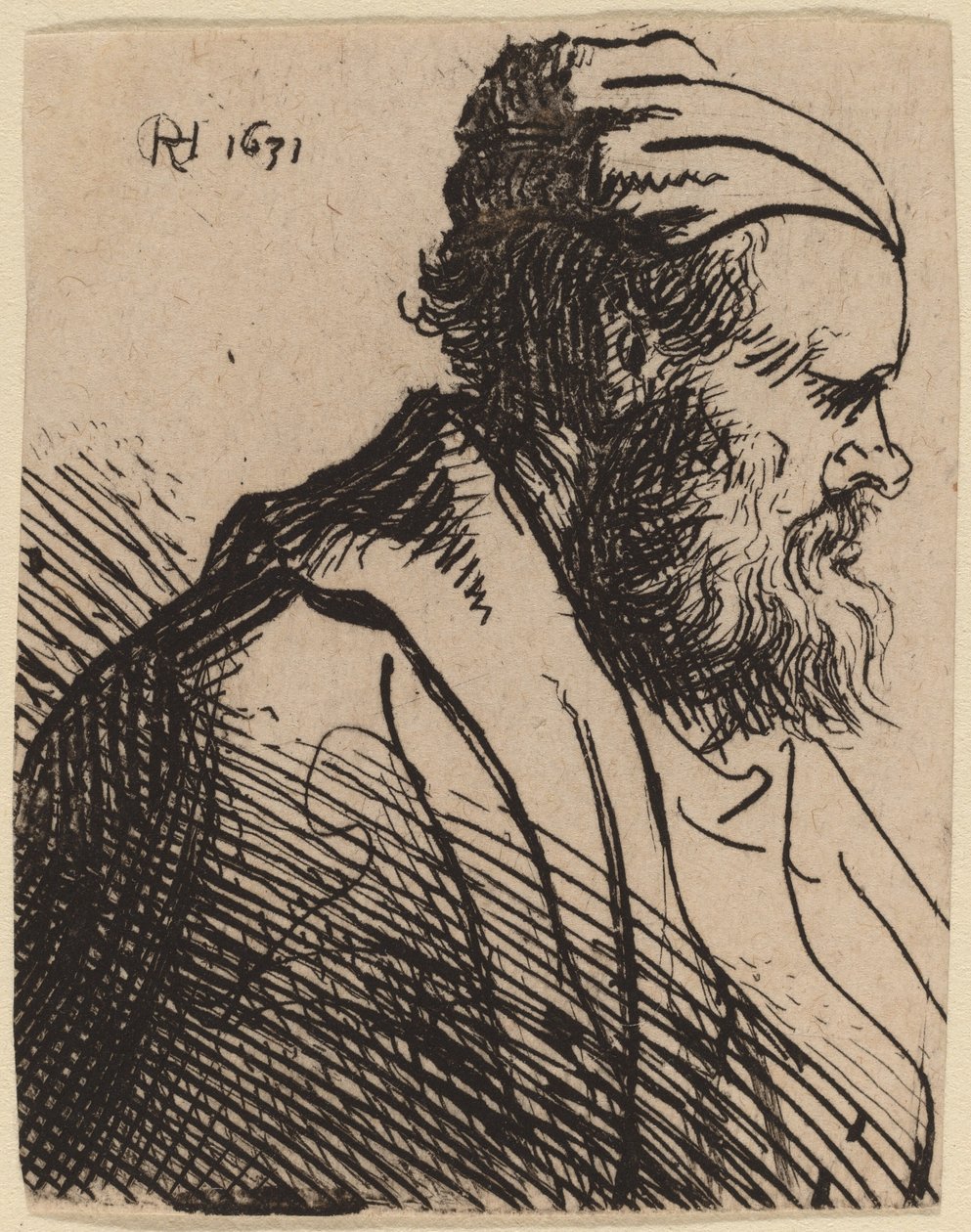 Nosatý muž v čepici od Rembrandt van Rijn and Studio of Rembrandt