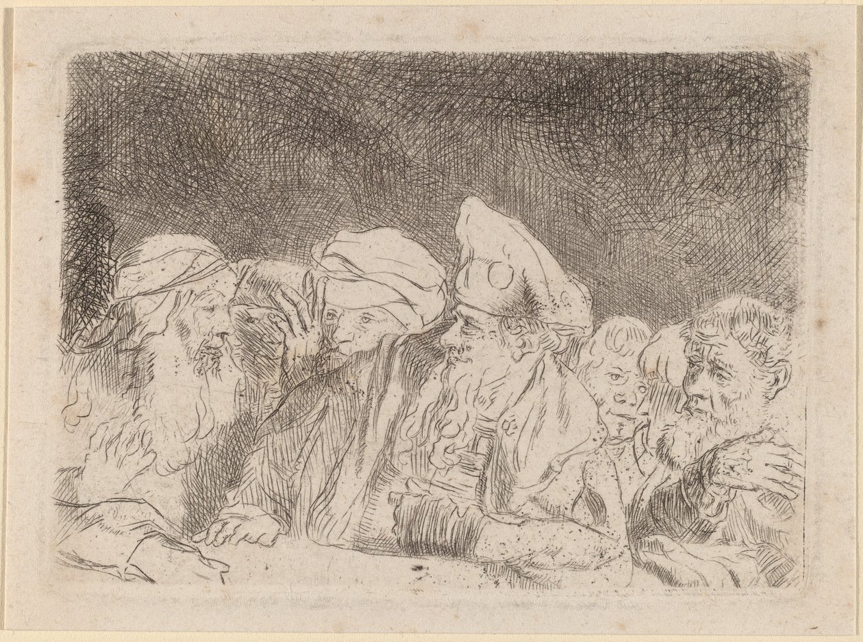 Farizeové debatují (fragment ze sto guldenů) od Rembrandt van Rijn and William Baillie