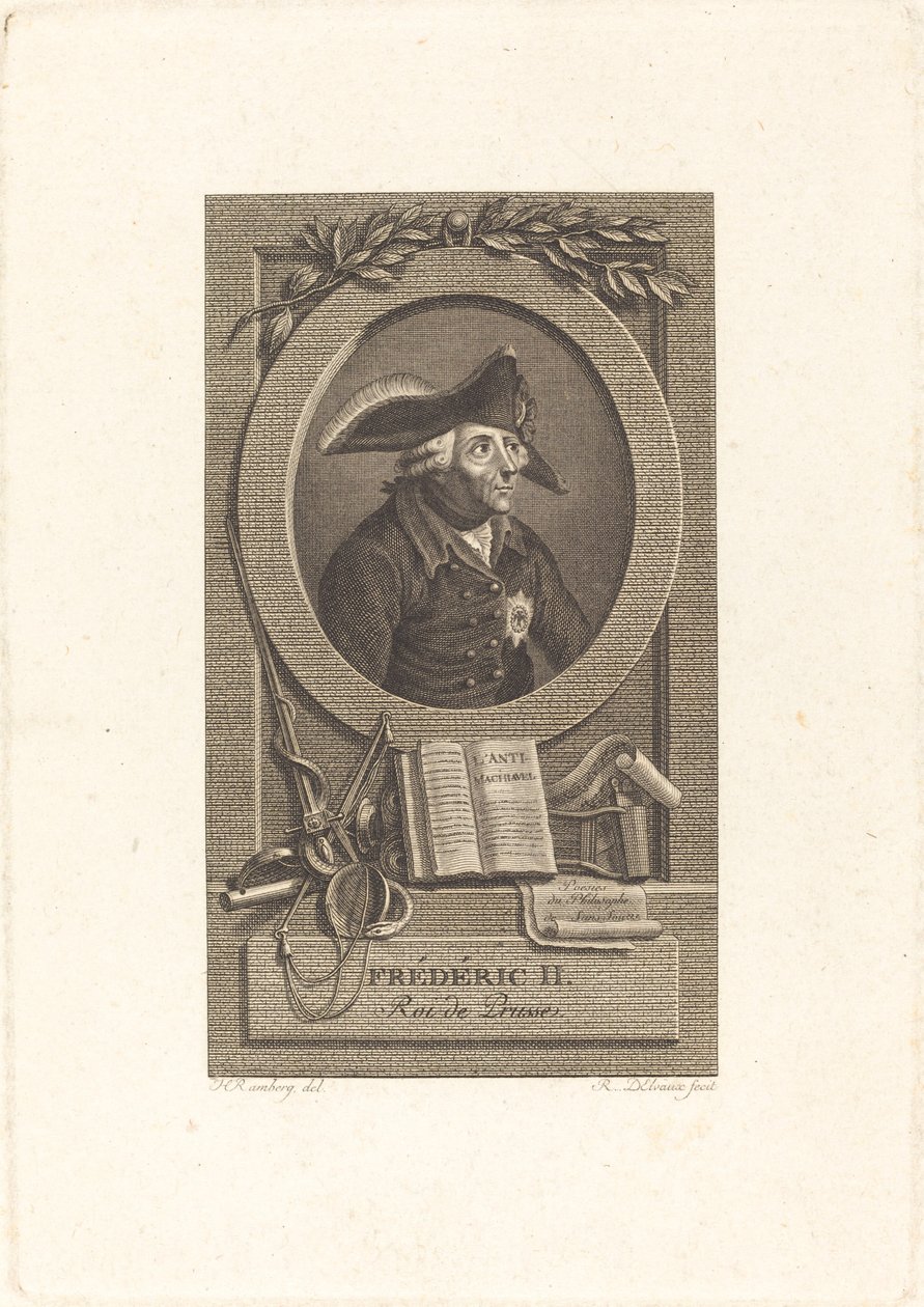 Fridrich Veliký, král pruský od Remi Henri Joseph Delvaux after Johann Heinrich Ramberg