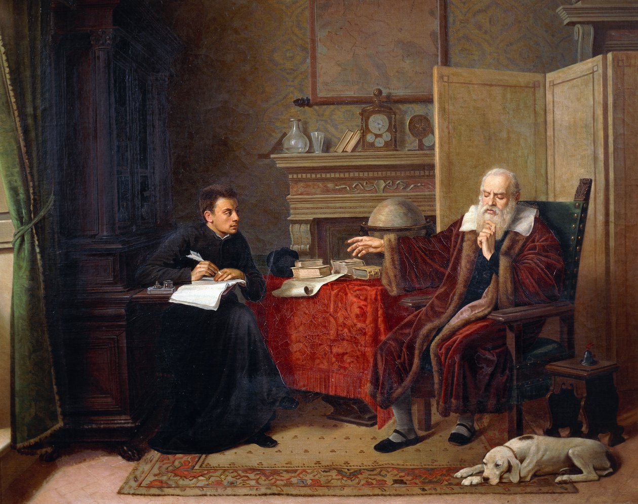 Galileo Galilei (1564-1642) dictating his Observations to his secretary in Arcetri (painting)   1422496   cs       czech Successfully Translated  Original: Views: Mountain Landscape with Five Bridges Translat: Views: Mountain Landscape with Five Bridges 12 od Remigio Cantagallina