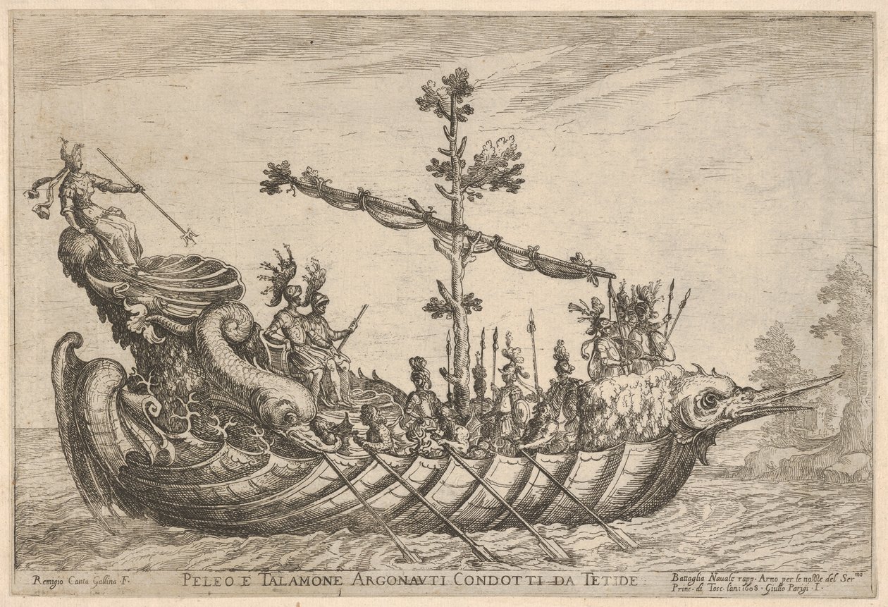 Peleus a Talamon, ze série Nádoby Argonautů, na svatební oslavu..., 1608. od Remigio Cantagallina