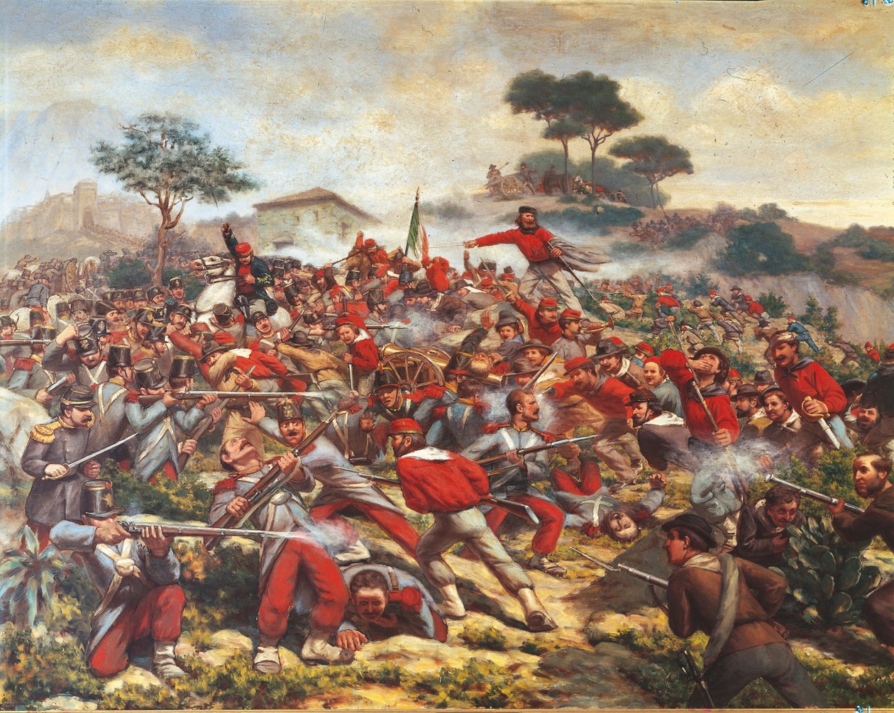 Giuseppe Garibaldi v bitvě u Calatafimi od Remigio Legat