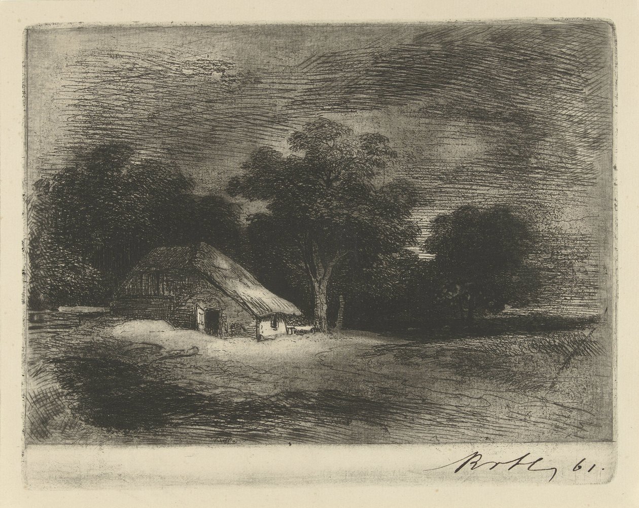 farma u stromů od Remigius Adrianus Haanen (signed by artist)