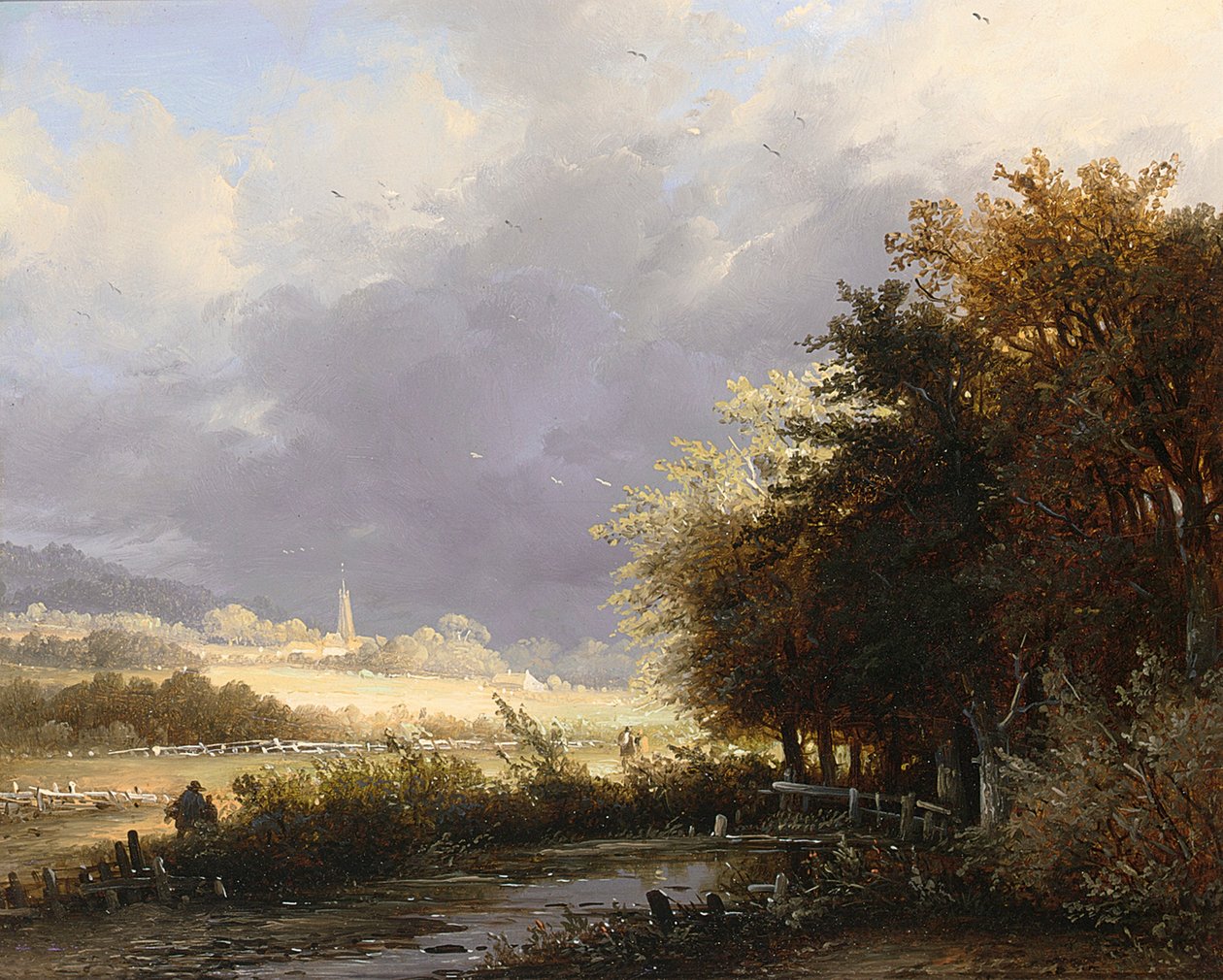 Postavy na venkovské silnici, blížící se bouře od Remigius Adrianus Haanen