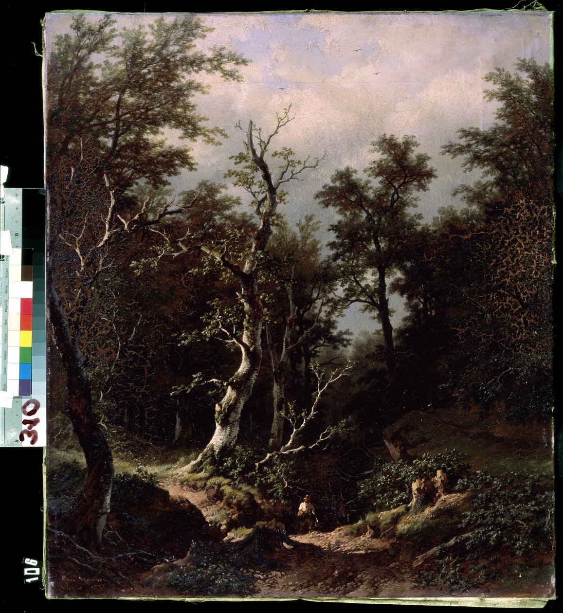 Paysage de foret (lesní krajina). Peinture de Remigius Adrianus van Haanen (Remy ou Remi Adrien van Hannen od Remigius van Haanen