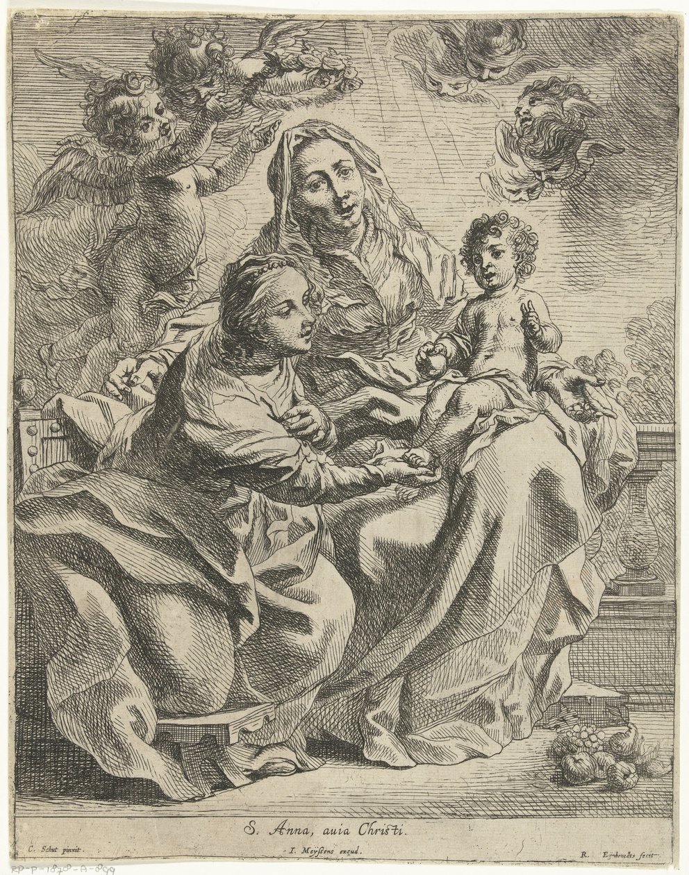 Anna ve třech S. Anna, auia Christi (titul na předmětu) od Remoldus Eynhoudts