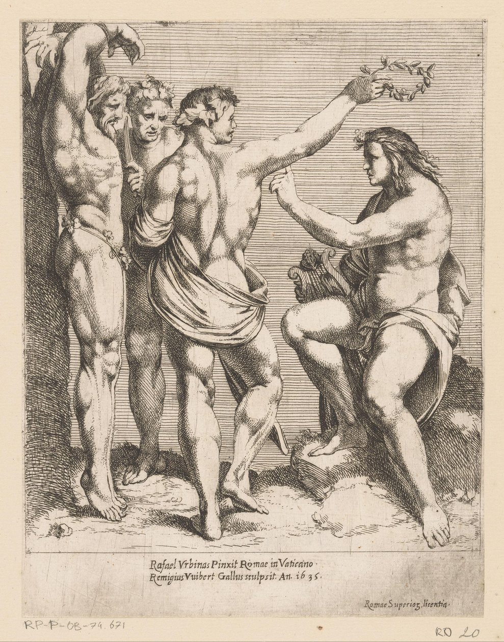 Apollo a Marsyas Tisky po skladbách Raphaela (název série) od Remy Vuibert