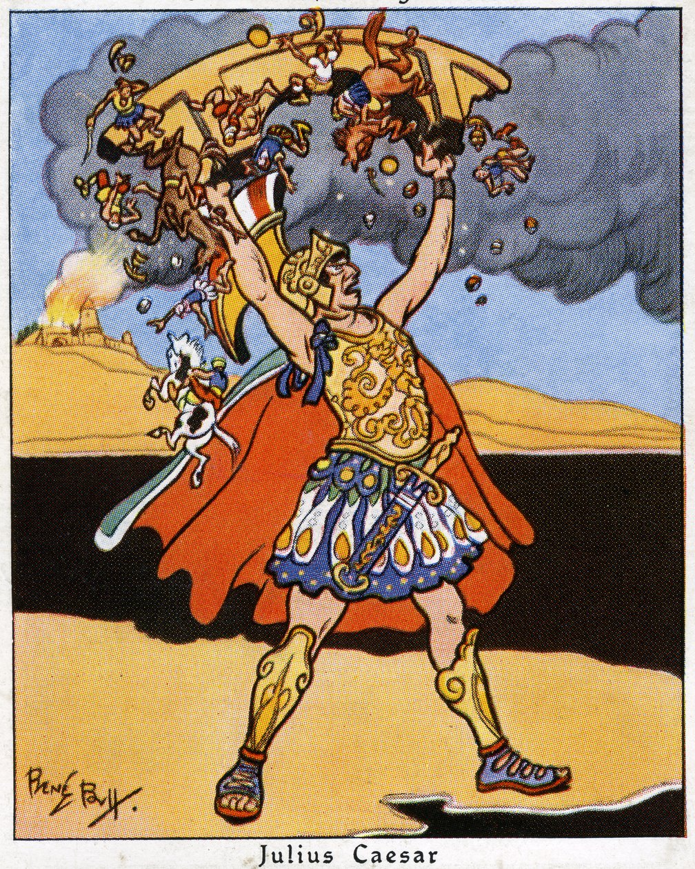 Julius Caesar „hodil“ most přes Rýn, 1936 od René Bull