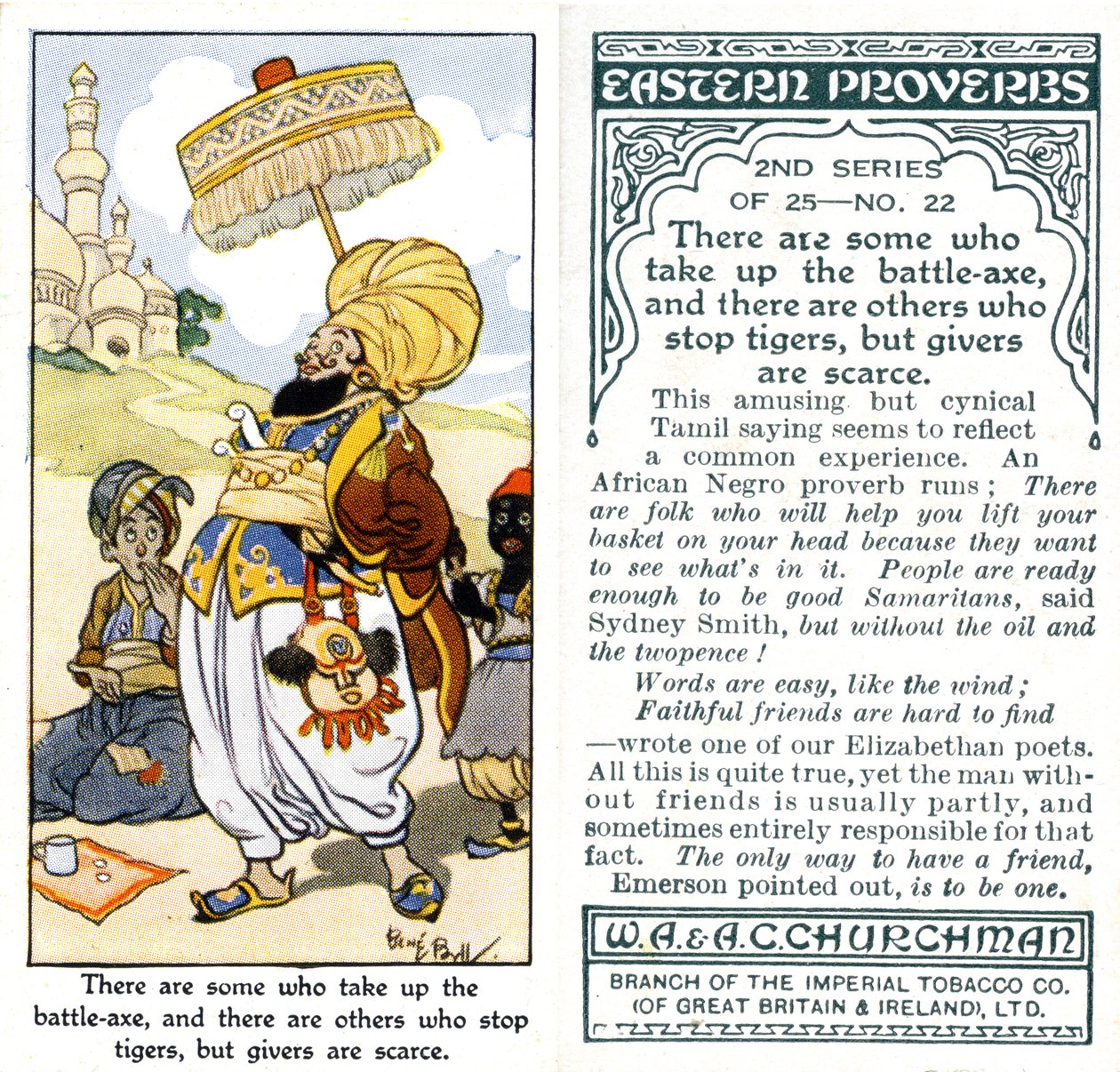 „Někteří se chopí bitevní sekery a jiní zastaví tygry, ale dárců je málo“, 1932 od René Bull