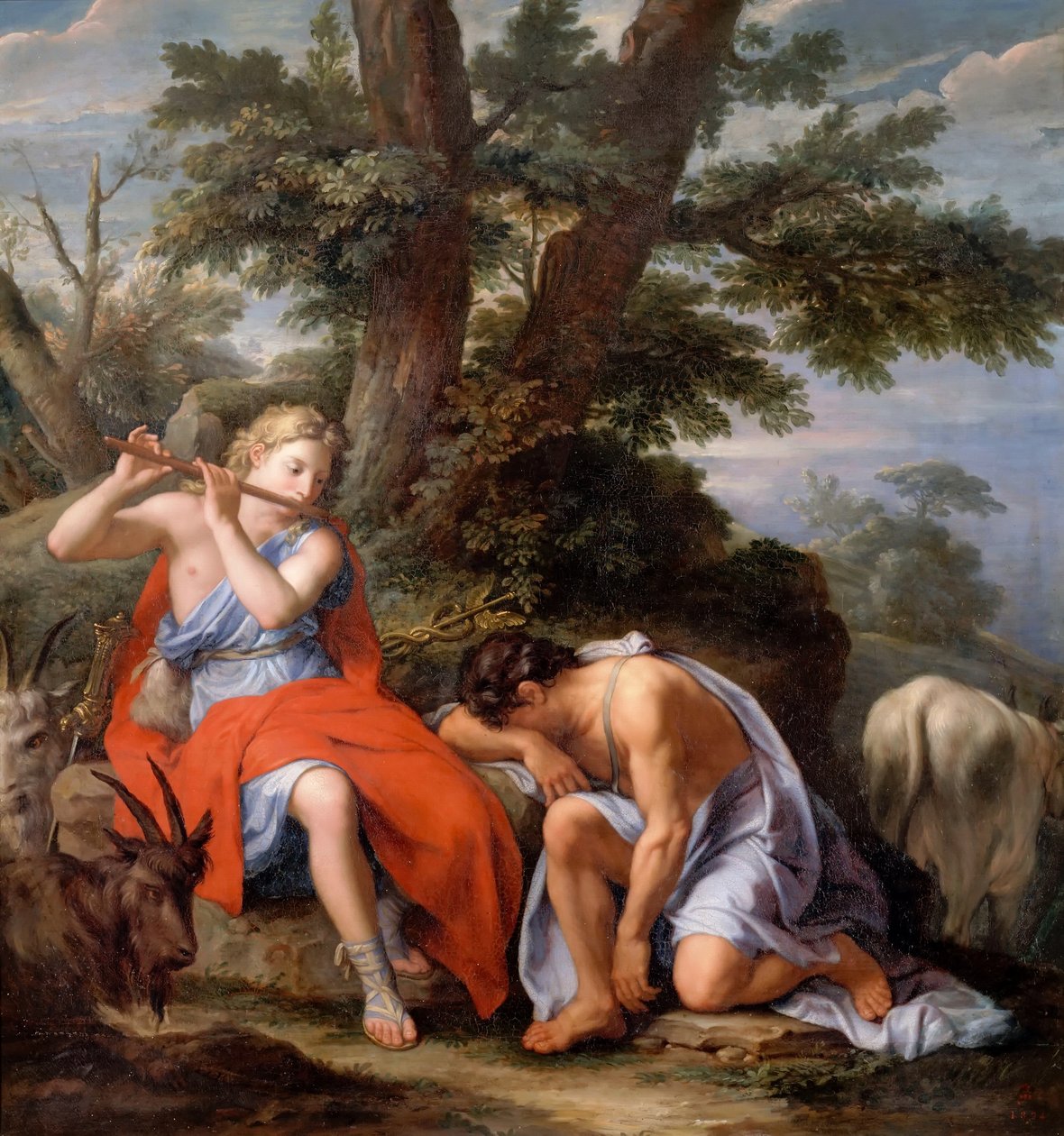 Francouzština:  Mercure et Argus Mercury a Argus od René Antoine Houasse