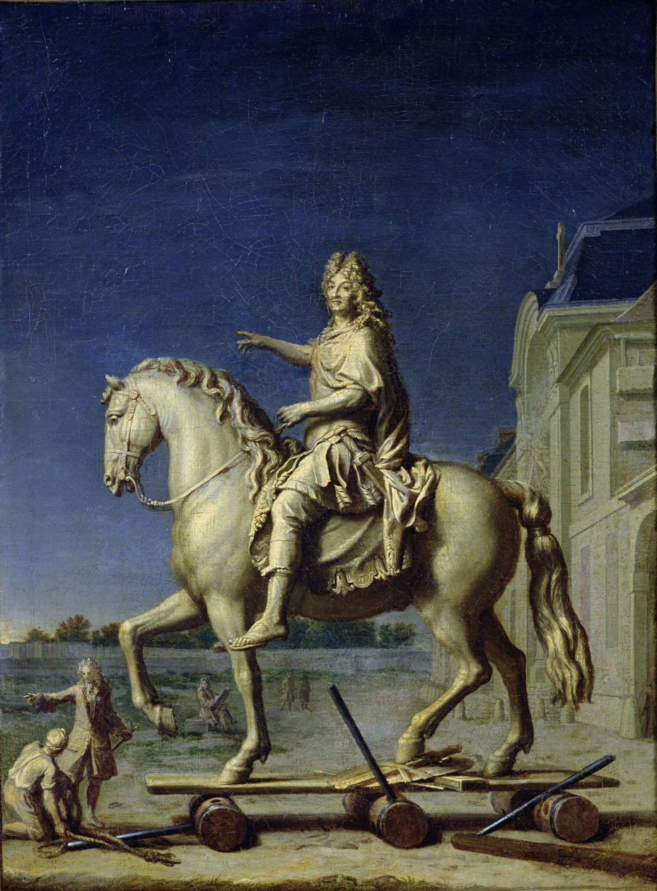 Převoz jezdecké sochy Ludvíka XIV. na Place Vendome v roce 1699, po roce 1669 od René Antoine Houasse