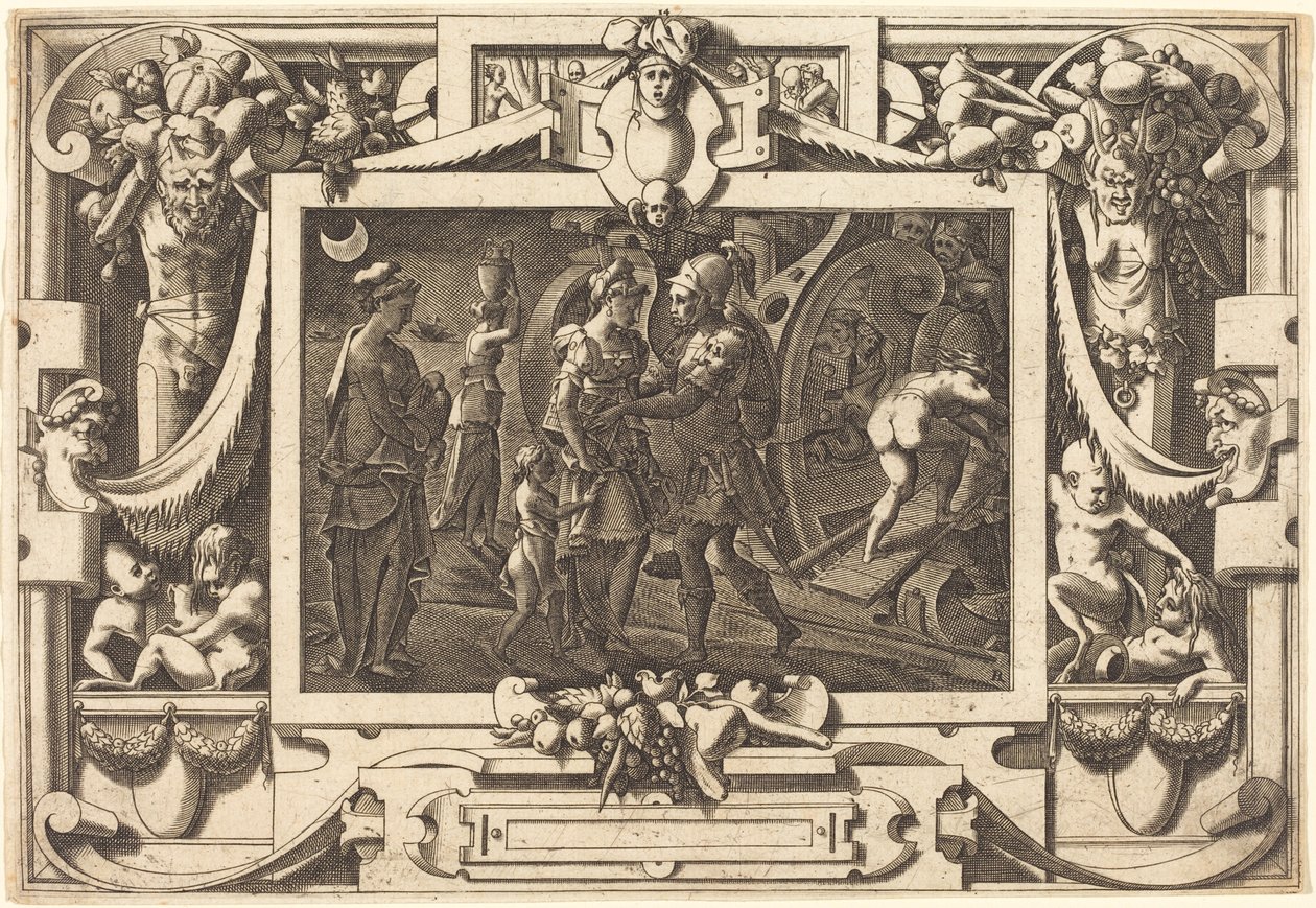 Medea se nalodí s Jasonem od René Boyvin after Leonard Thiry