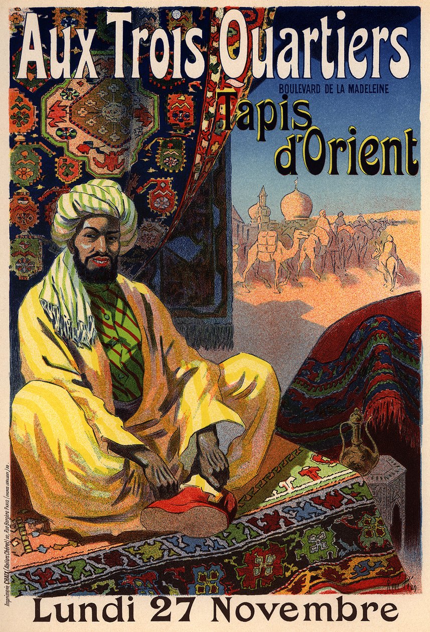 Tři čtvrtiny - orientální koberec plakát, 1890s od René Louis Péan