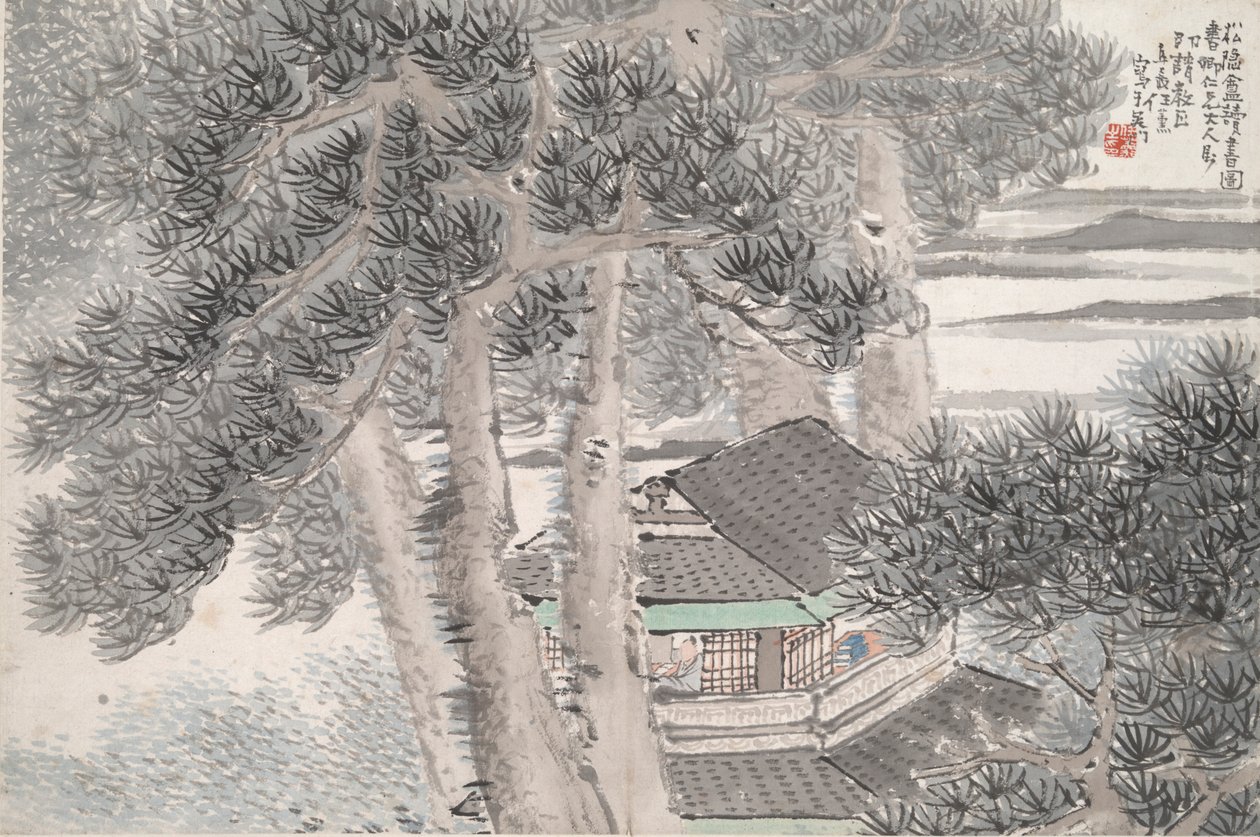 Čtení v Secluded Pine Studio (Song yin an) od Ren Xun