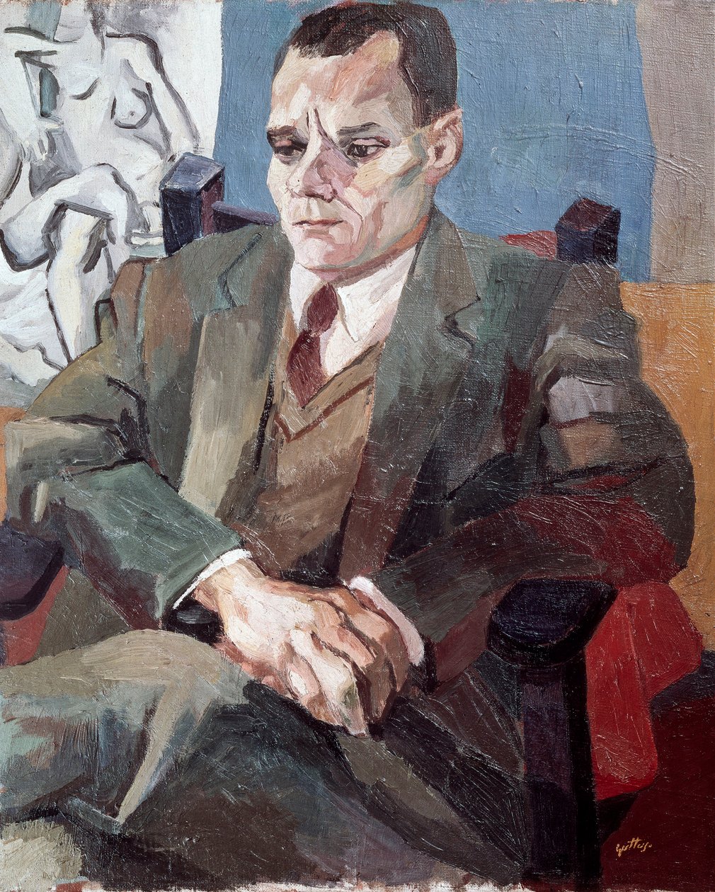 Portrét Alberta Moravii (1907-1990), italského spisovatele od Renato Guttuso