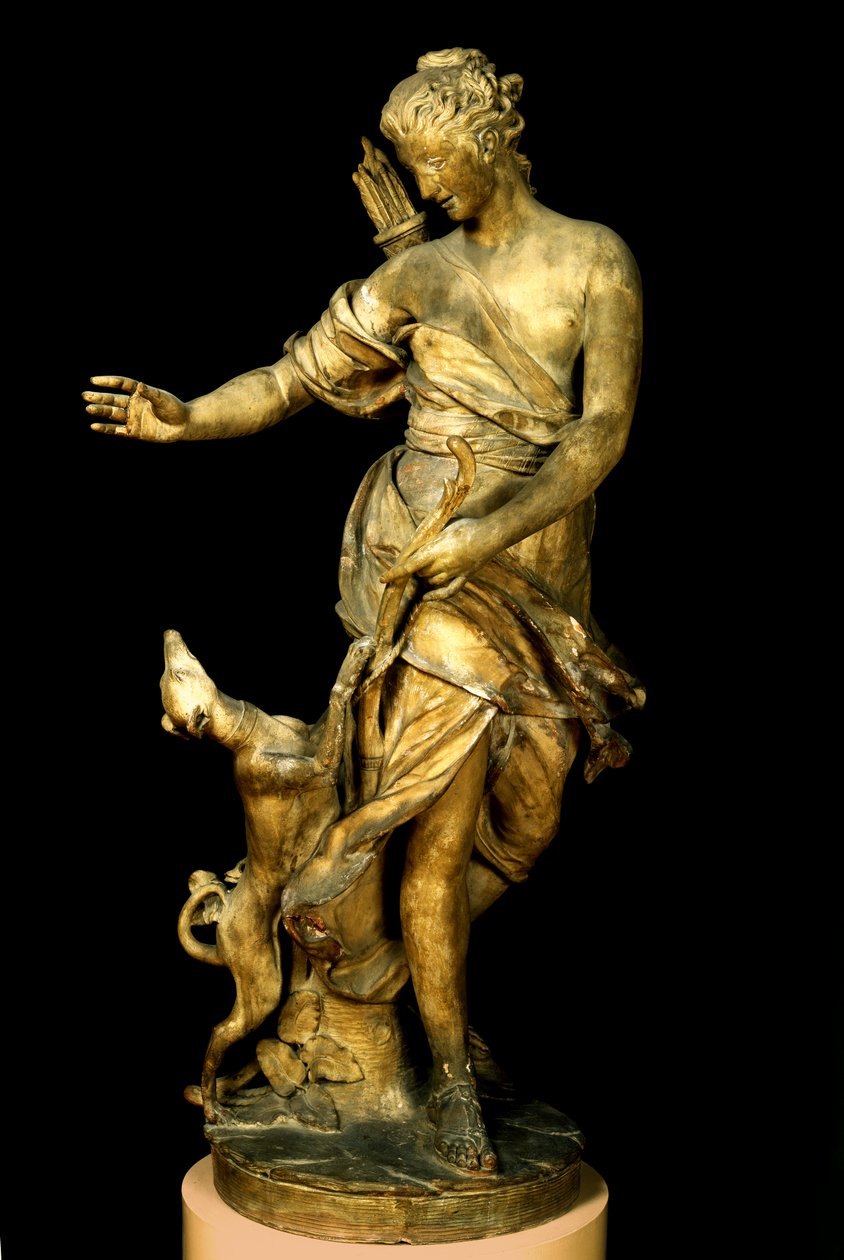 Diana a její pes, 1717 (mramor) od Rene Fremin