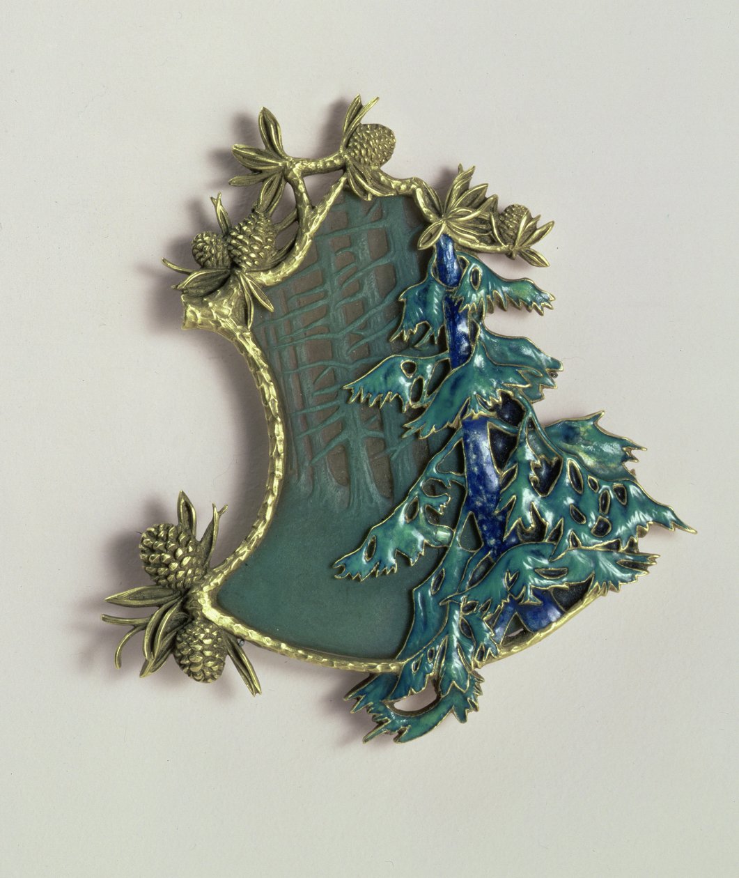Přívěsek zimní krajiny, René Jules Lalique (1860-1945), Paříž, 1900-01 (zlato, sklo a champleve smalt) od Rene Jules Lalique