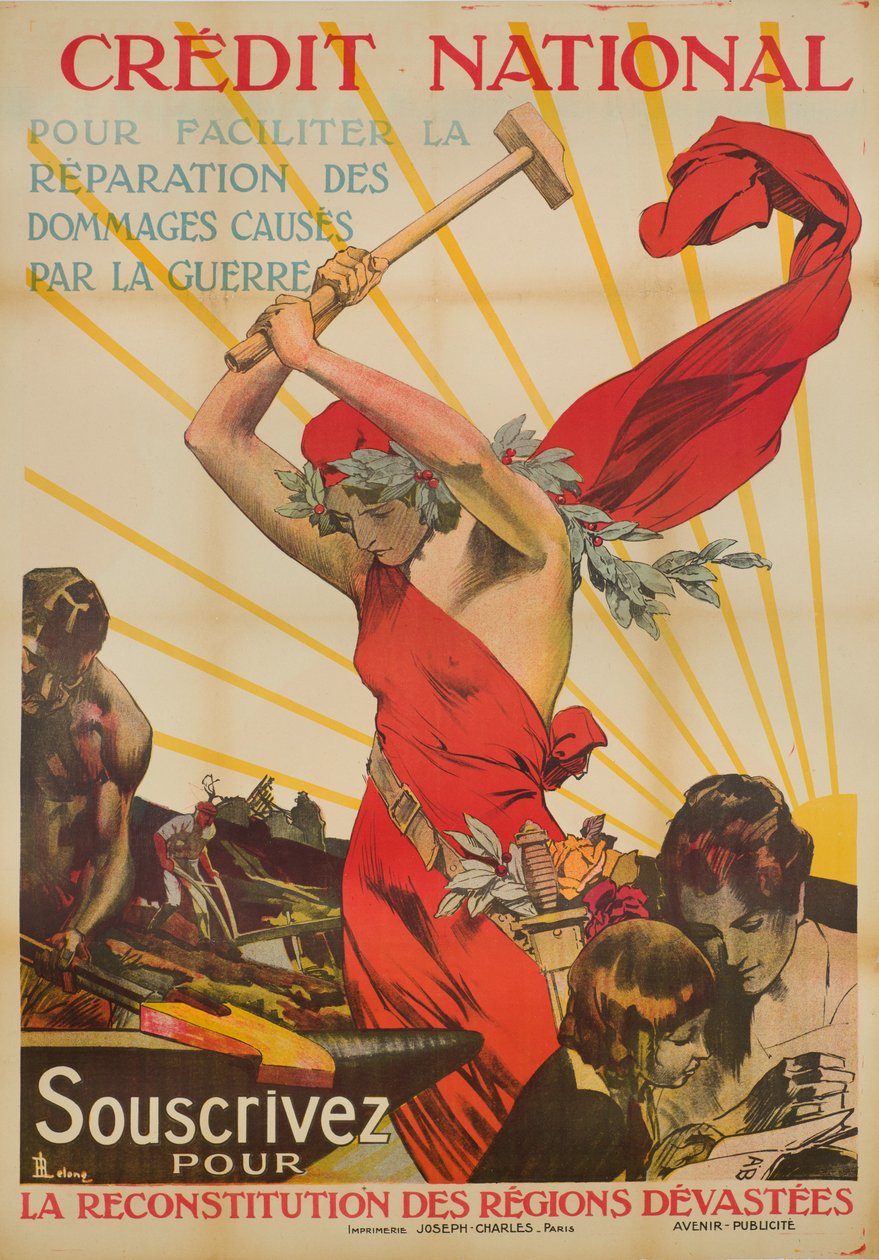 Credit National - Předplaťte si rekonstrukci zdevastovaných oblastí, cca 1920 od Rene Lelong