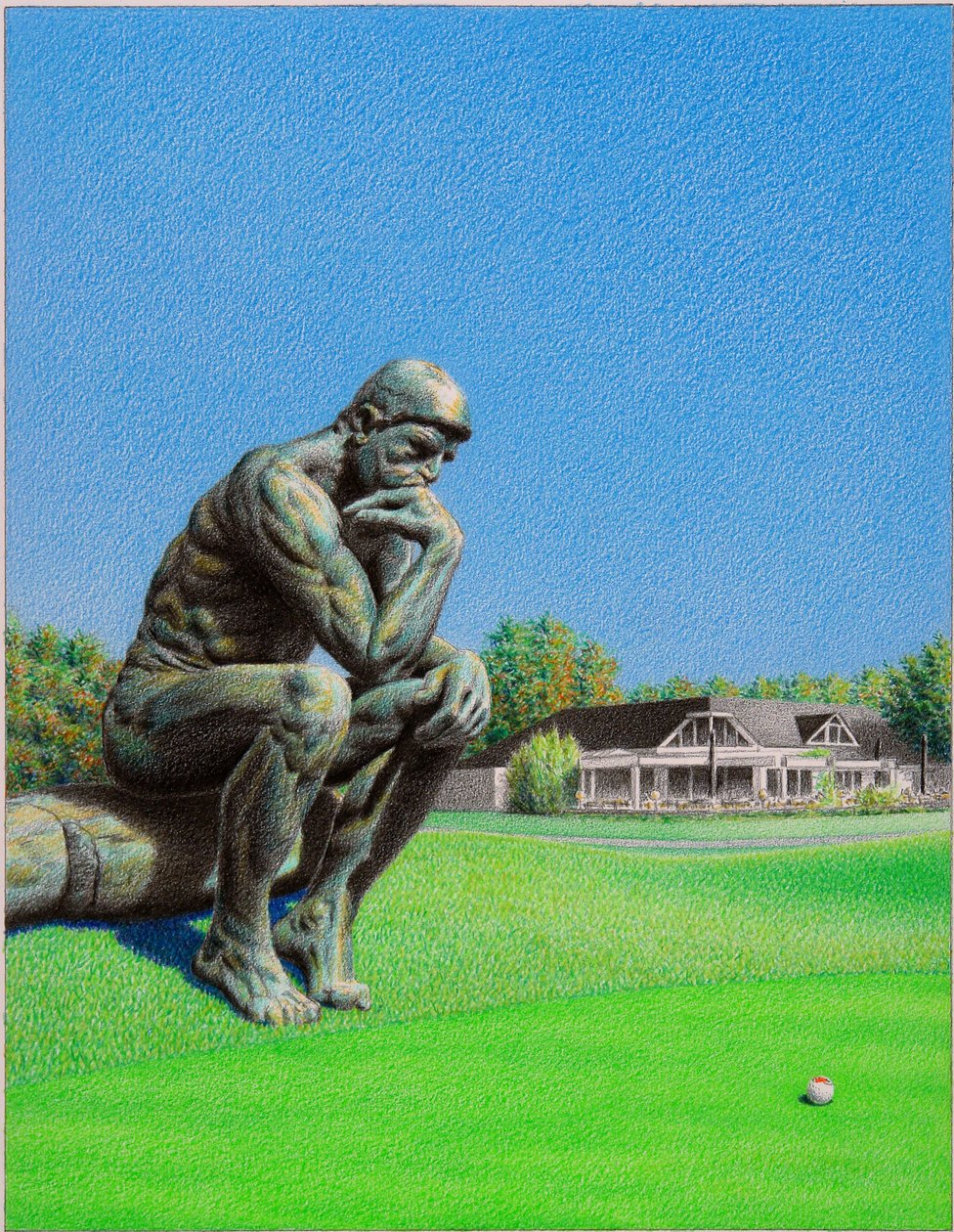 RODIN-Golf, 2022, Barevná kresba tužkou na papíře od Rene Boin