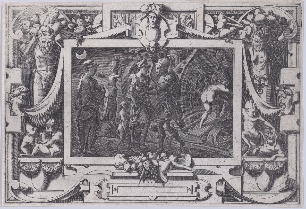 Medea se nalodí s Jasonem Náhlá noc s Jasonem Medeou Opouští Colchis ve východním Argu..., 1563. od Rene Boyvin